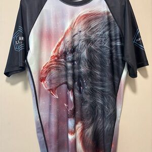 Artistic Lion Graphic Men's Shirt - Black and Red